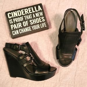 Calvin Klein Black Leather Platform - Jamie